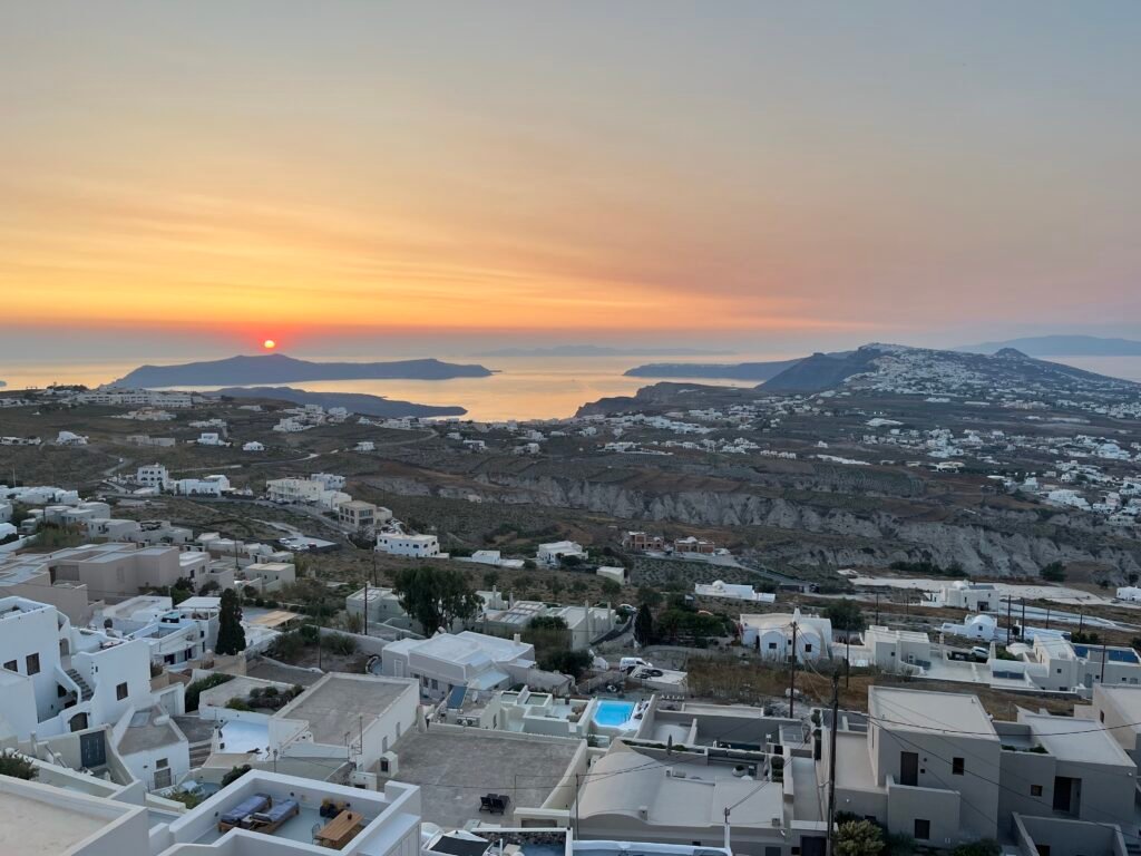 tramonto a Pyrgos Kallistis, santorini